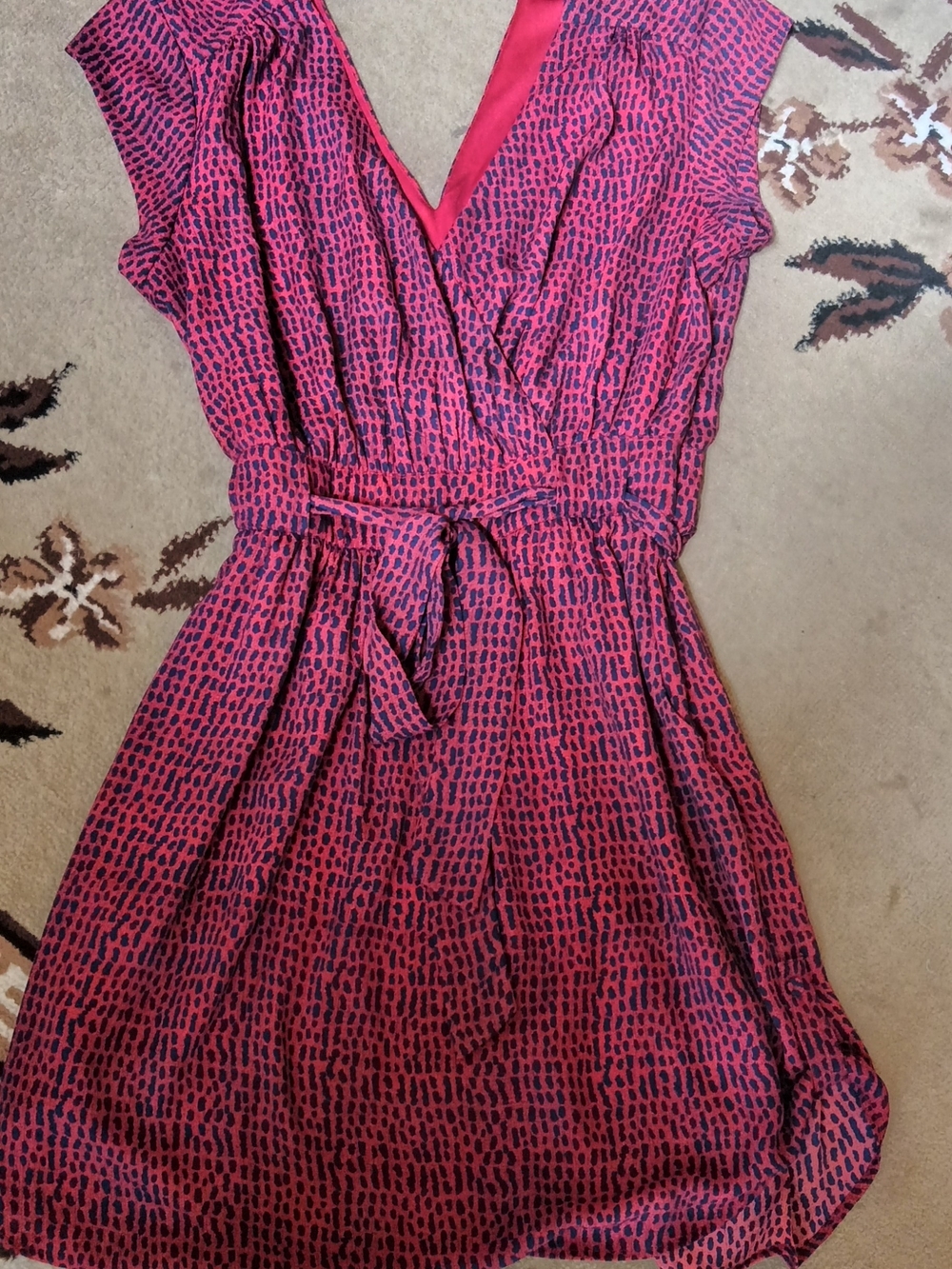 Islander Red and Black Sleeveless Wrap Dress